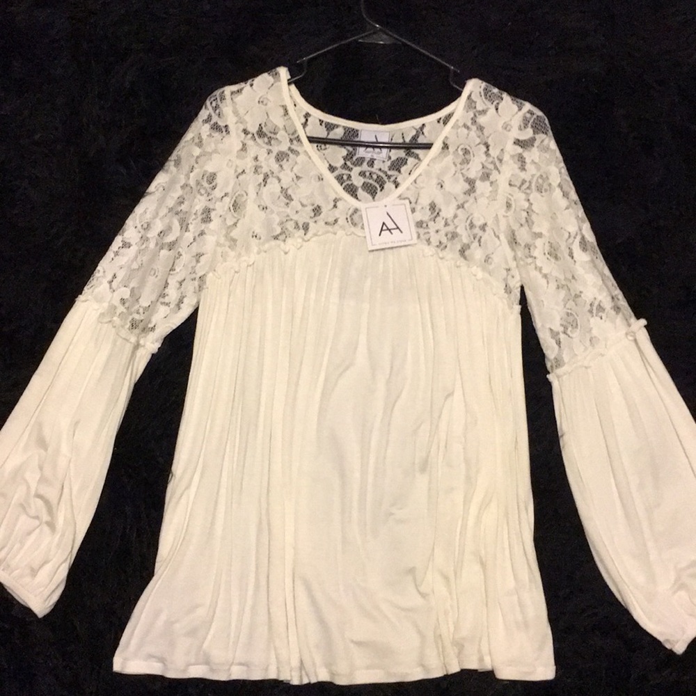 Lace babydoll peasant top